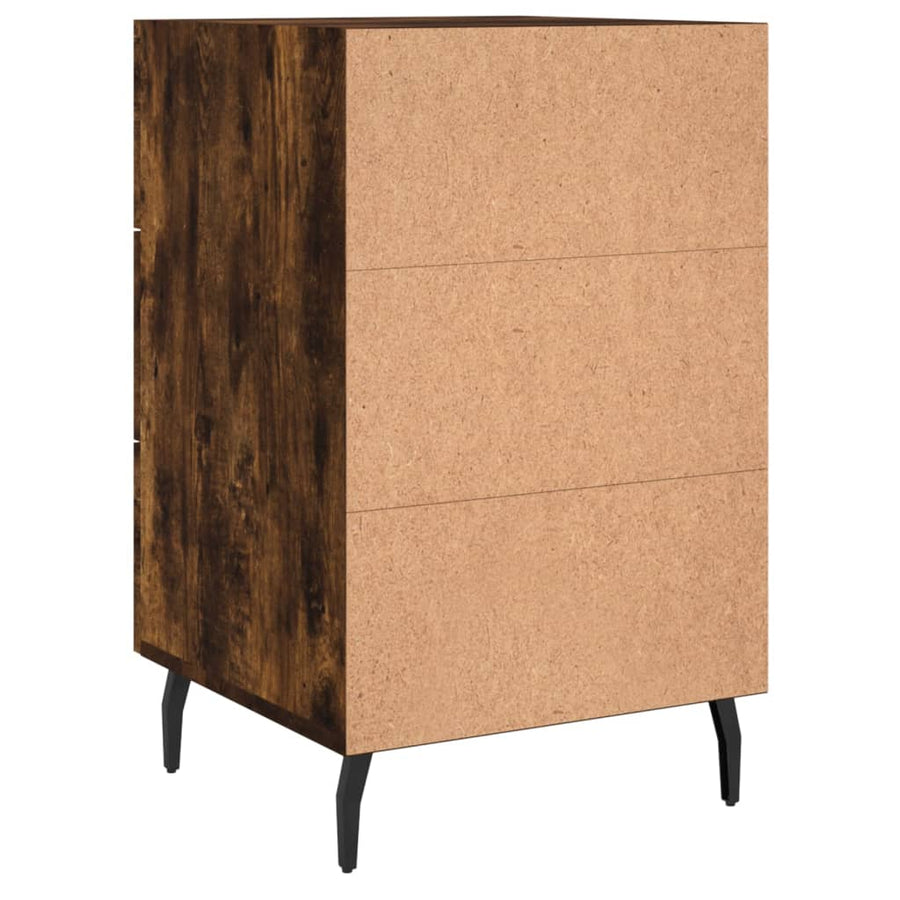 Nachtkastje 40X40X66 Cm Bewerkt Hout Kleurig Gerookt eiken