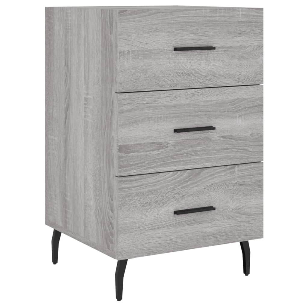 Nachtkastje 40X40X66 Cm Bewerkt Hout Eikenkleurig Grijs sonoma