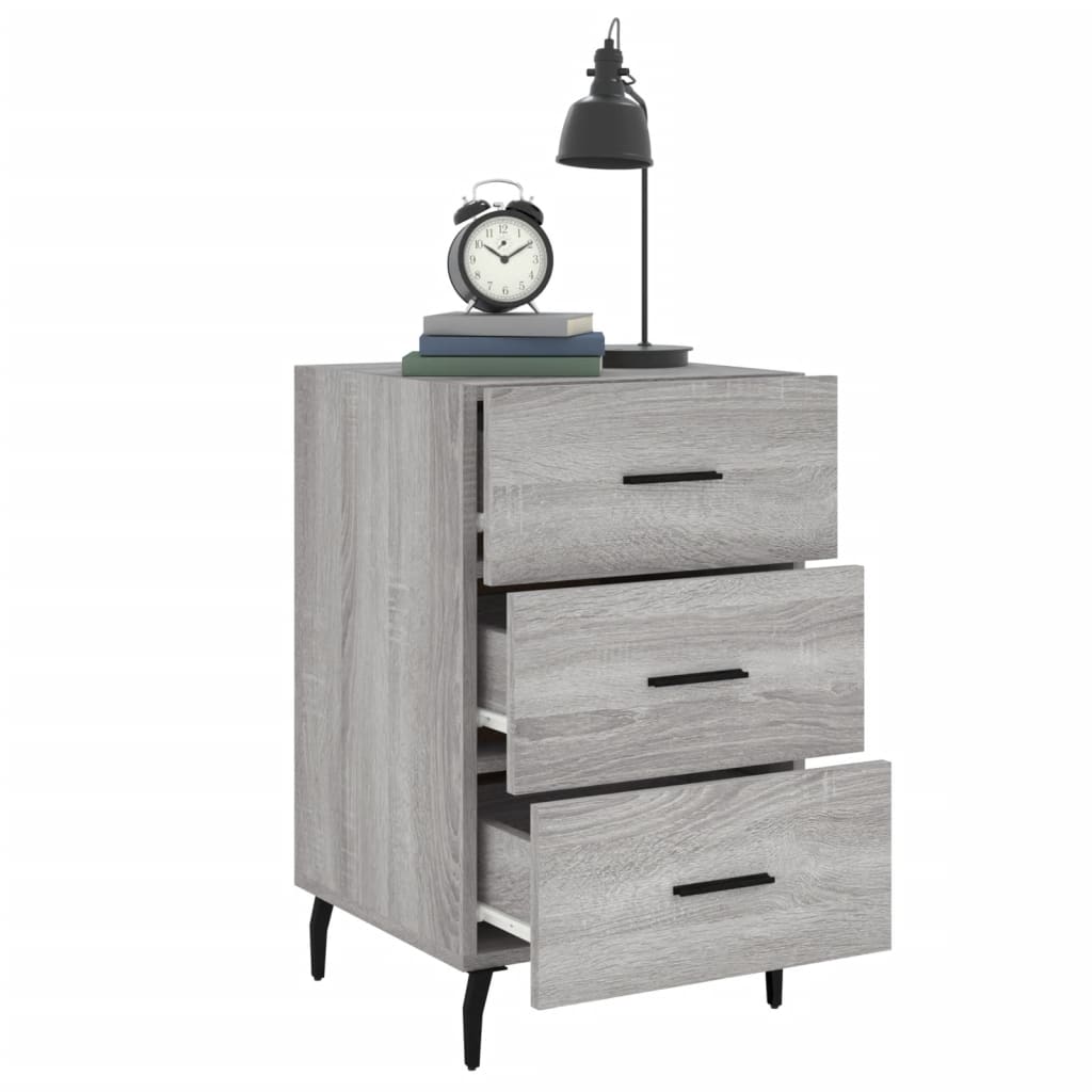 Nachtkastje 40X40X66 Cm Bewerkt Hout Eikenkleurig Grijs sonoma