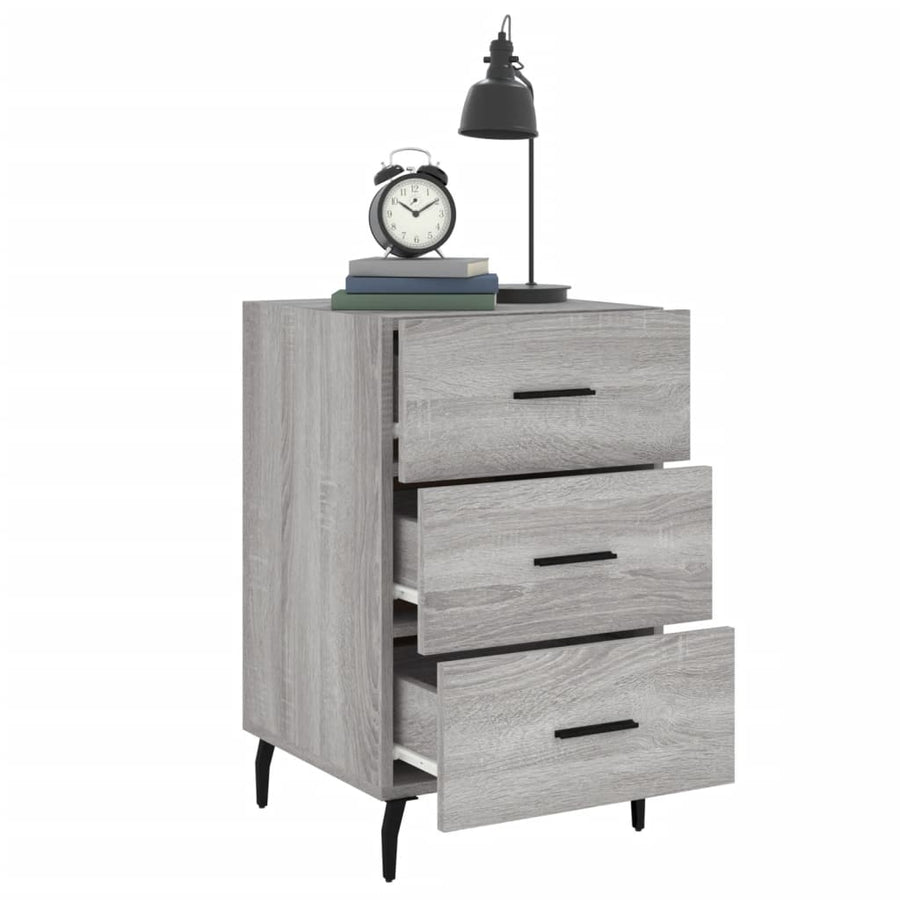 Nachtkastje 40X40X66 Cm Bewerkt Hout Eikenkleurig Grijs sonoma