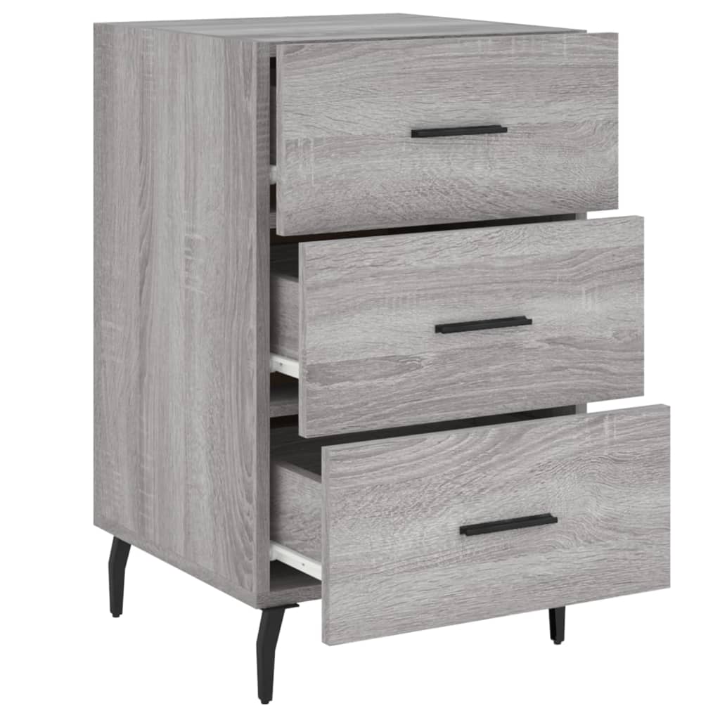 Nachtkastje 40X40X66 Cm Bewerkt Hout Eikenkleurig Grijs sonoma