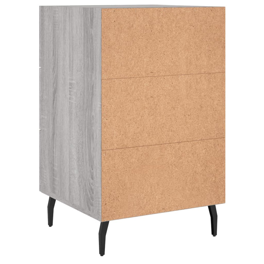 Nachtkastje 40X40X66 Cm Bewerkt Hout Eikenkleurig Grijs sonoma