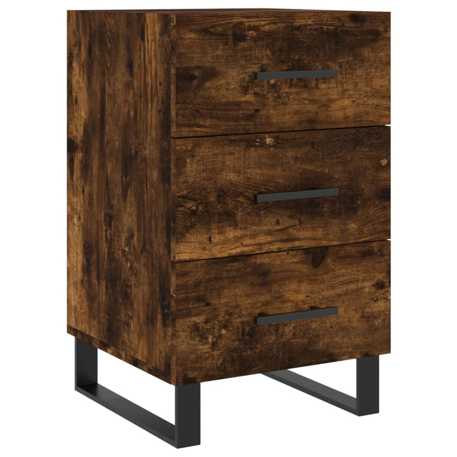 Nachtkastje 40X40X66 Cm Bewerkt Hout Gerookt Eikenkleurig