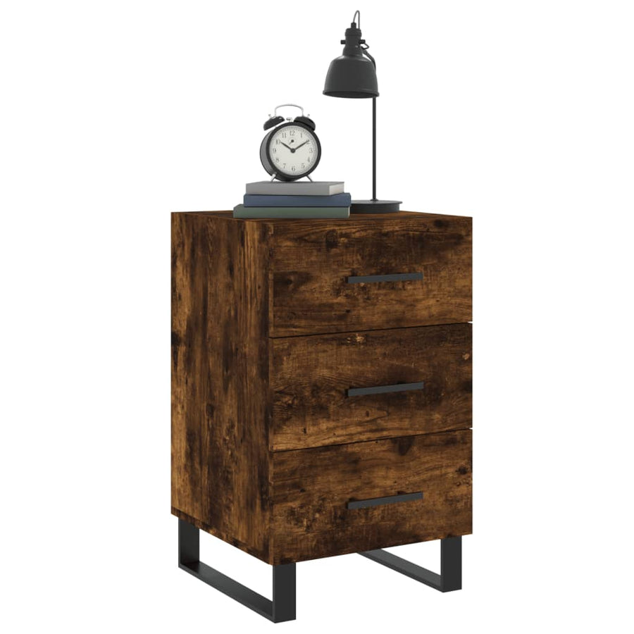 Nachtkastje 40X40X66 Cm Bewerkt Hout Gerookt Eikenkleurig