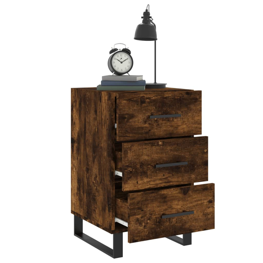 Nachtkastje 40X40X66 Cm Bewerkt Hout Gerookt Eikenkleurig
