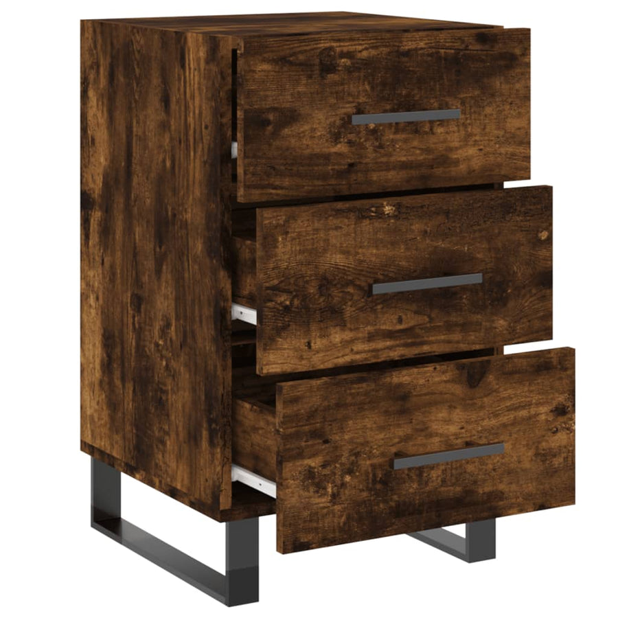 Nachtkastje 40X40X66 Cm Bewerkt Hout Gerookt Eikenkleurig