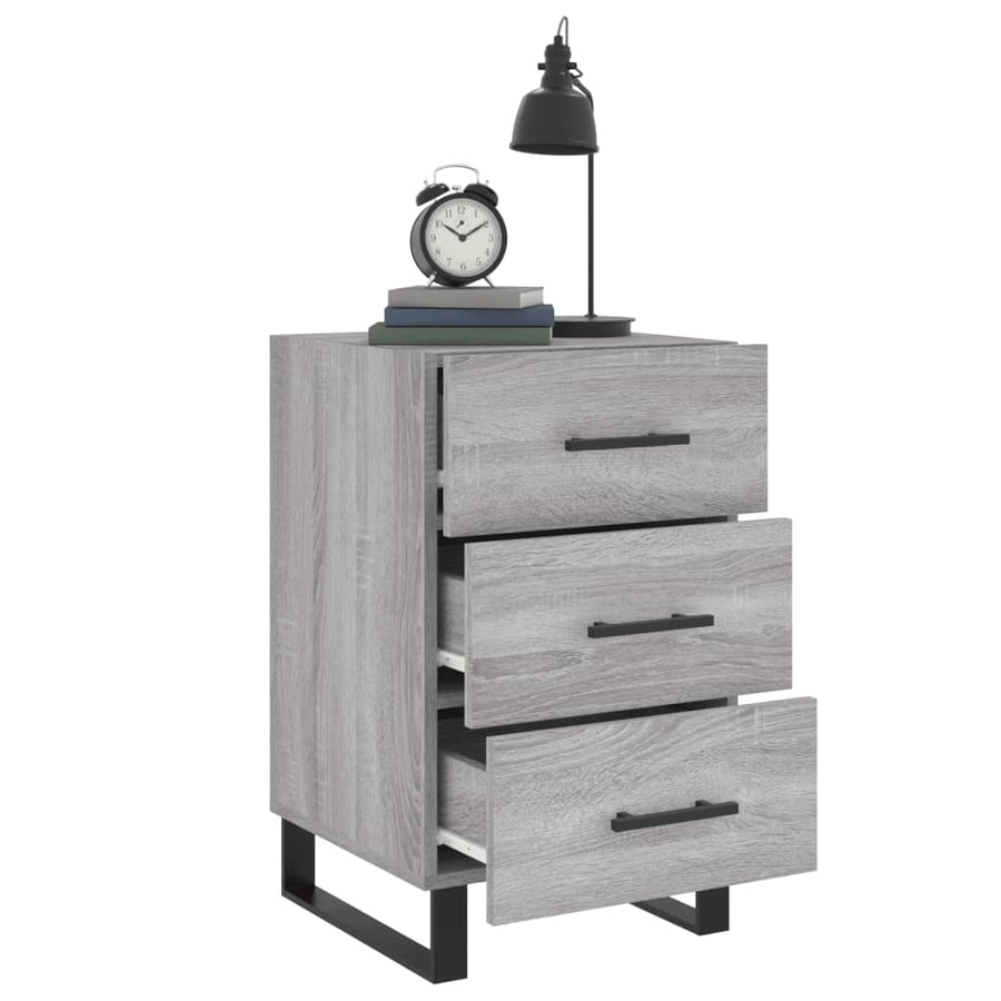 Nachtkastje 40X40X66 Cm Bewerkt Hout Eiken Grijs sonoma