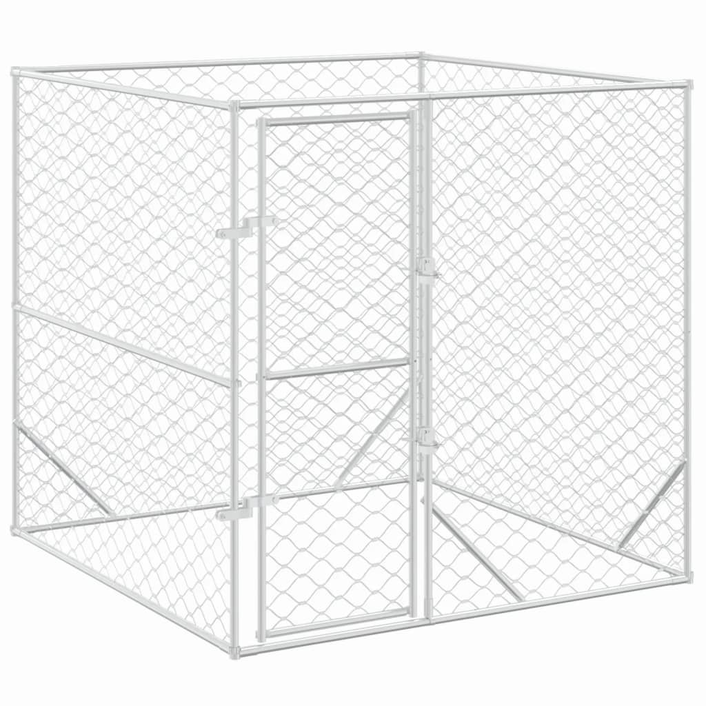 Hondenkennel Voor Buiten Gegalvaniseerd Staal Zilver 2 x 2 x 2 m