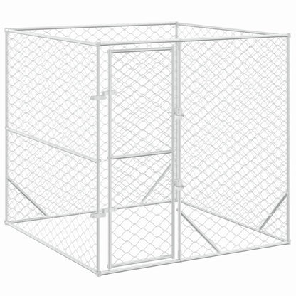 Hondenkennel Voor Buiten Gegalvaniseerd Staal Zilver 2 x 2 x 2 m