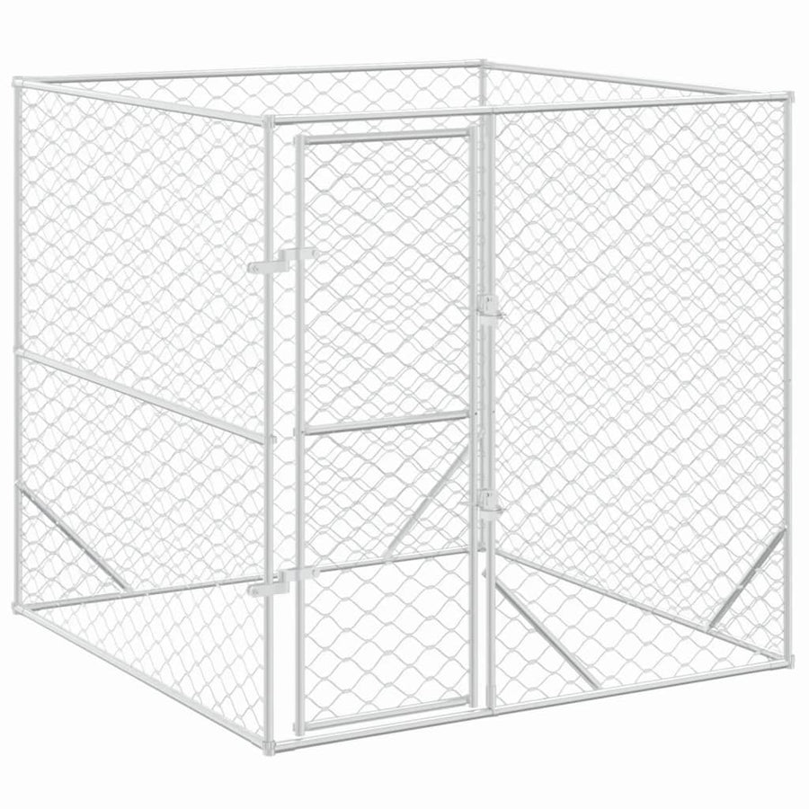 Hondenkennel Voor Buiten Gegalvaniseerd Staal Zilver 2 x 2 x 2 m
