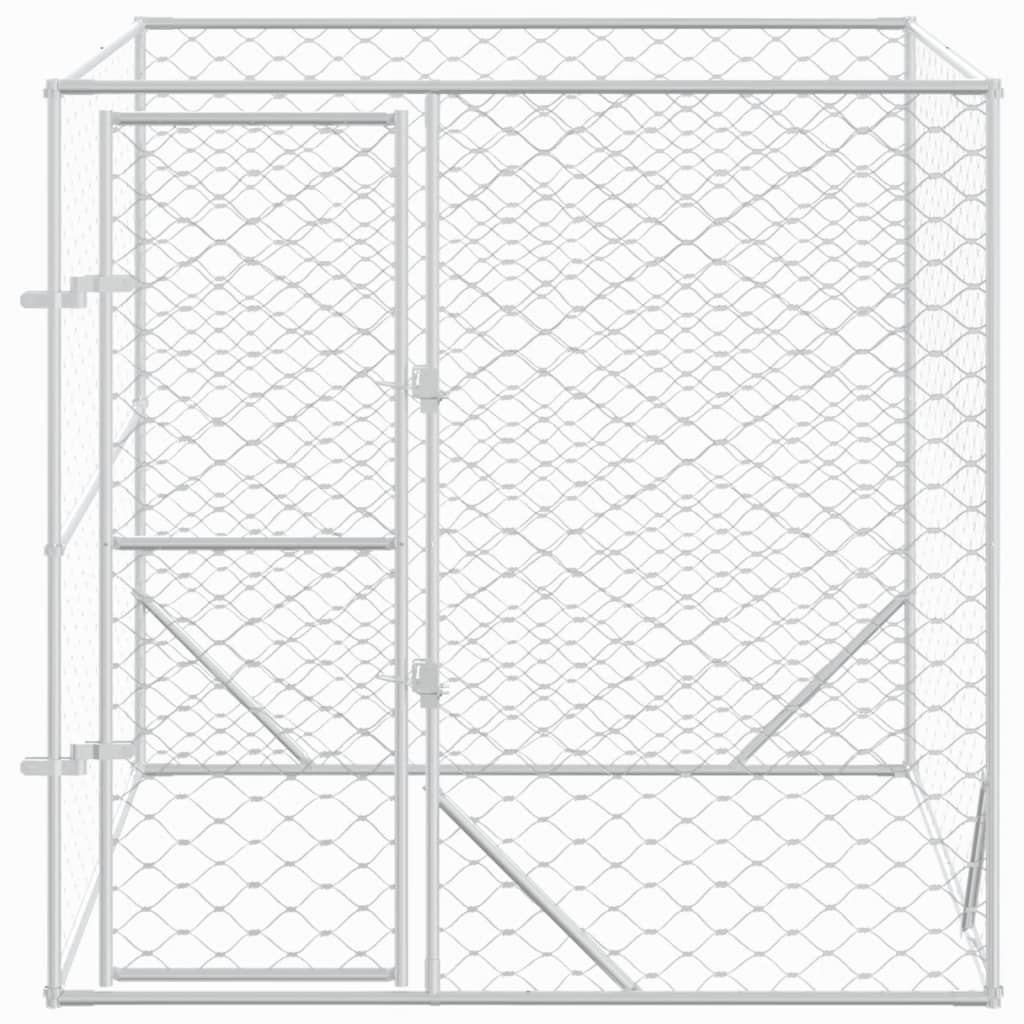 Hondenkennel Voor Buiten Gegalvaniseerd Staal Zilver 2 x 2 x 2 m