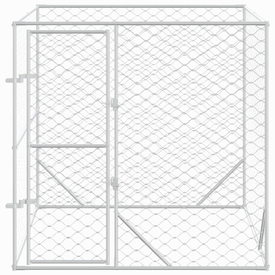 Hondenkennel Voor Buiten Gegalvaniseerd Staal Zilver 2 x 2 x 2 m