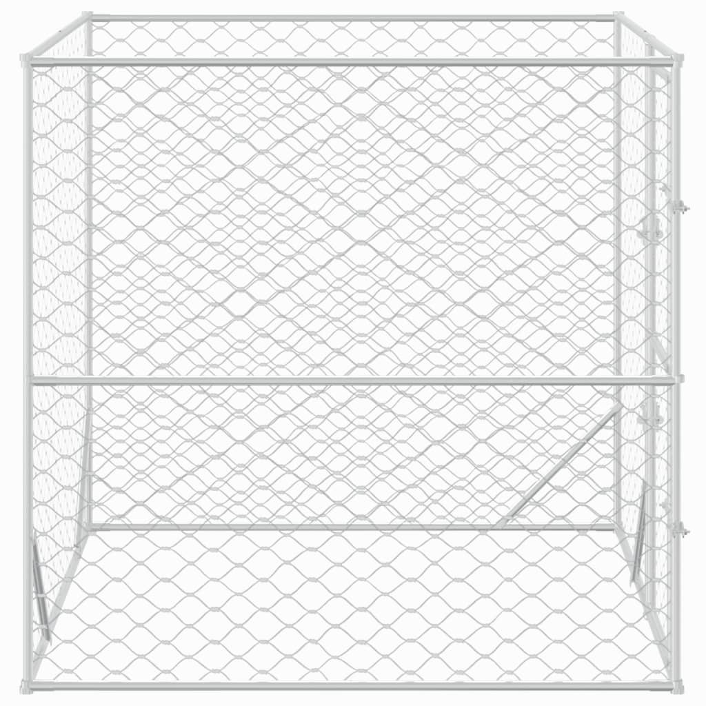 Hondenkennel Voor Buiten Gegalvaniseerd Staal Zilver 2 x 2 x 2 m