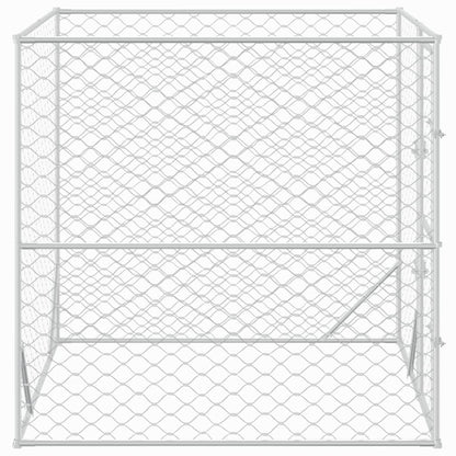 Hondenkennel Voor Buiten Gegalvaniseerd Staal Zilver 2 x 2 x 2 m