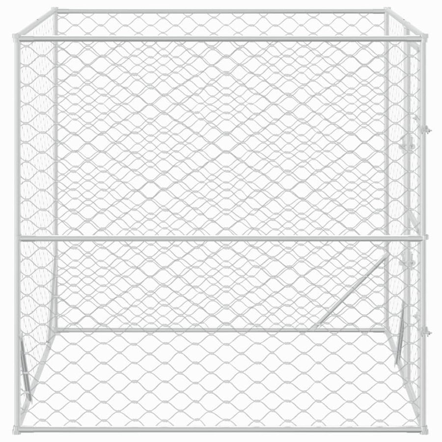 Hondenkennel Voor Buiten Gegalvaniseerd Staal Zilver 2 x 2 x 2 m