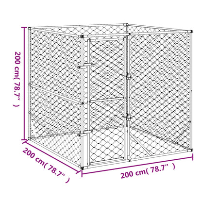 Hondenkennel Voor Buiten Gegalvaniseerd Staal Zilver 2 x 2 x 2 m