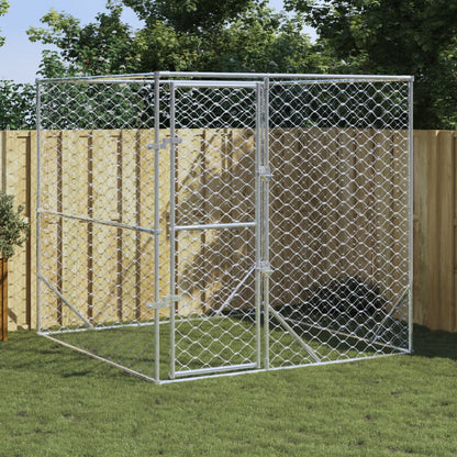 Hondenkennel Voor Buiten Gegalvaniseerd Staal Zilver 2 x 2 x 2 m