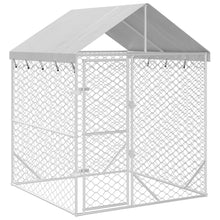 Hondenkennel Met Dak 2X2X2,5 M Gegalvaniseerd Staal Zilver 2 x 2 x 2.5 m