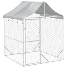 Hondenkennel Met Dak 2X2X2,5 M Gegalvaniseerd Staal Zilver