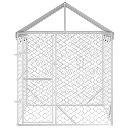 Hondenkennel Met Dak 2X2X2,5 M Gegalvaniseerd Staal Zilver 2 x 2 x 2.5 m