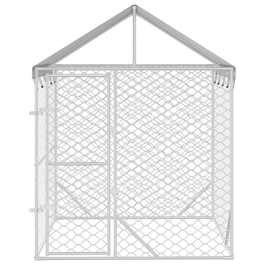 Hondenkennel Met Dak 2X2X2,5 M Gegalvaniseerd Staal Zilver 2 x 2 x 2.5 m