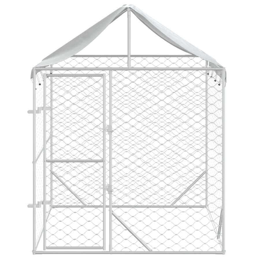 Hondenkennel Met Dak 2X2X2,5 M Gegalvaniseerd Staal Zilver