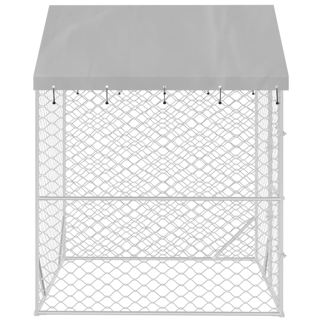 Hondenkennel Met Dak 2X2X2,5 M Gegalvaniseerd Staal Zilver 2 x 2 x 2.5 m