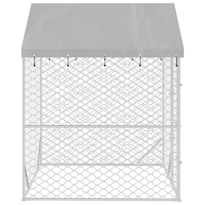 Hondenkennel Met Dak 2X2X2,5 M Gegalvaniseerd Staal Zilver 2 x 2 x 2.5 m