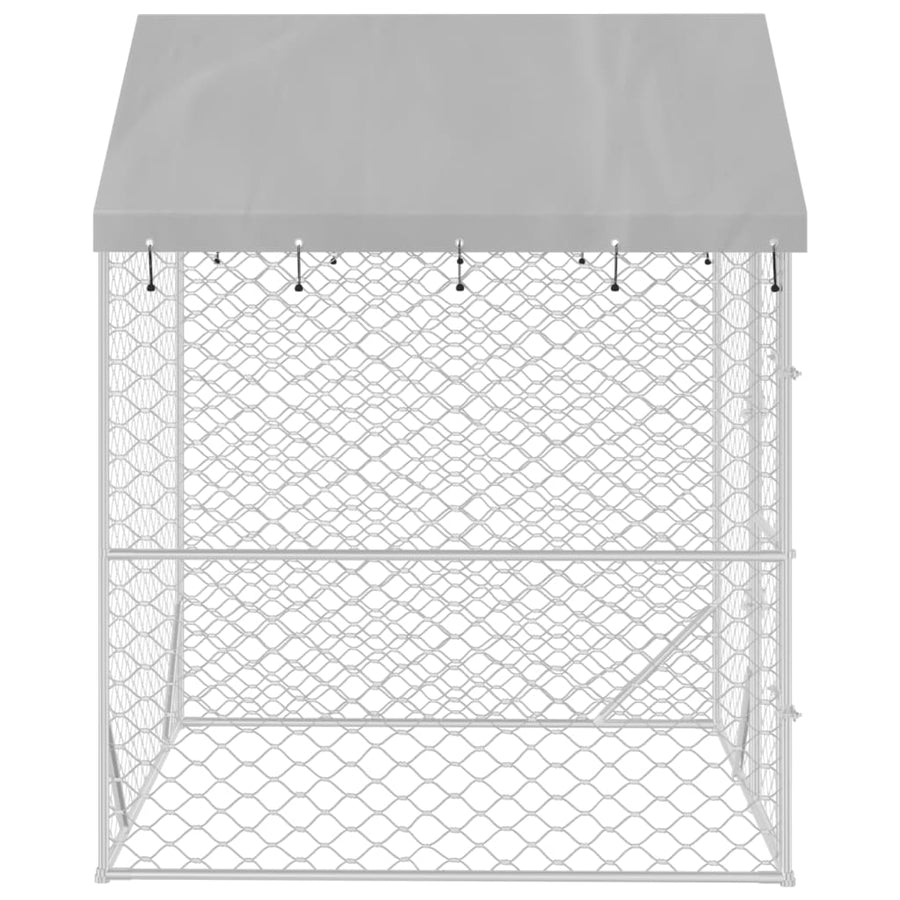 Hondenkennel Met Dak 2X2X2,5 M Gegalvaniseerd Staal Zilver 2 x 2 x 2.5 m