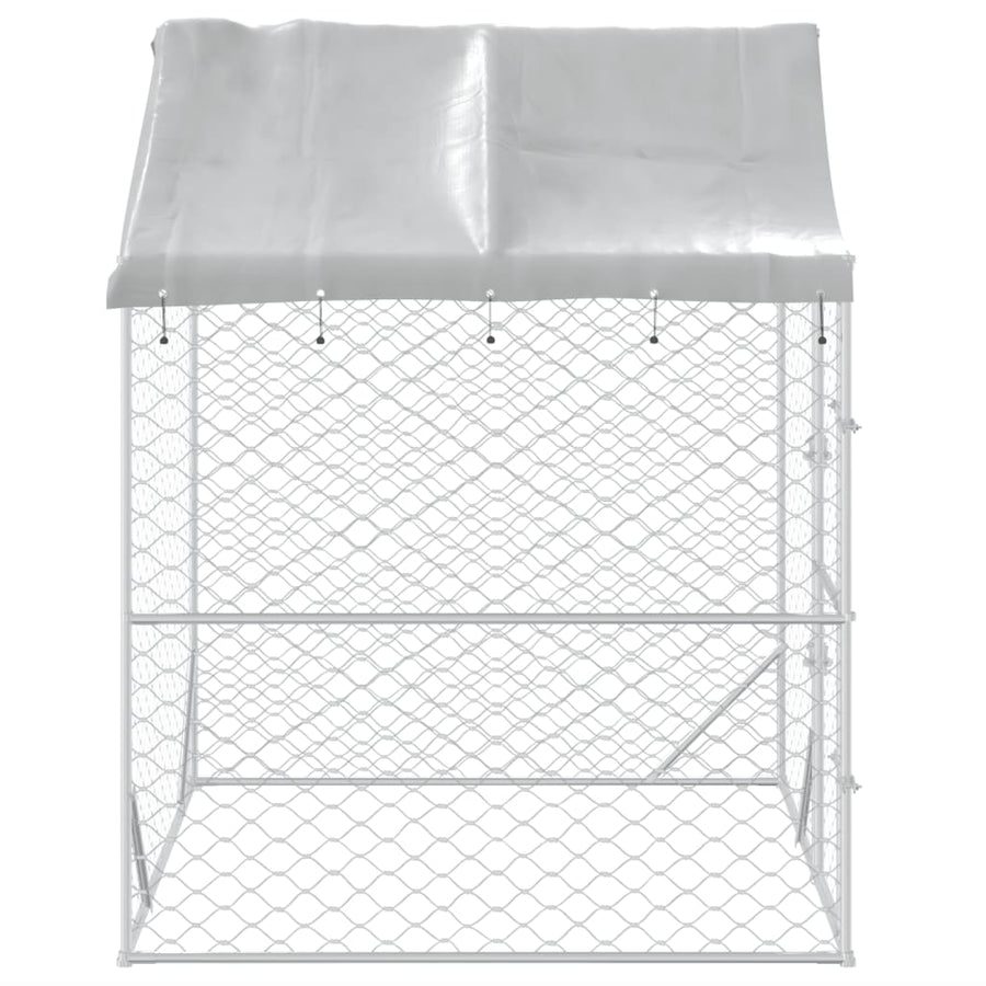 Hondenkennel Met Dak 2X2X2,5 M Gegalvaniseerd Staal Zilver