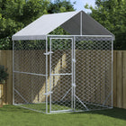 Dog kennel with roof 2x2x2.5 m galvanized steel silver