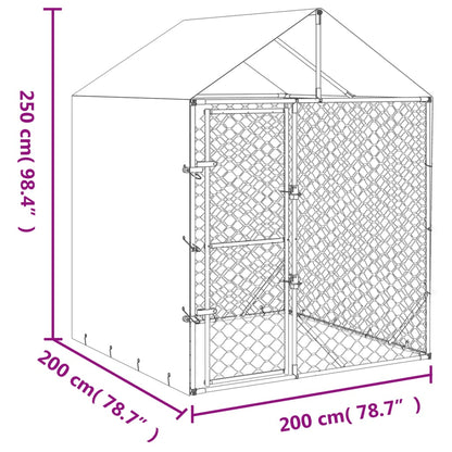 Hondenkennel Met Dak 2X2X2,5 M Gegalvaniseerd Staal Zilver 2 x 2 x 2.5 m
