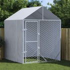 Hondenkennel 2x2x2,5 m gegalvaniseerd staal zilver met dak