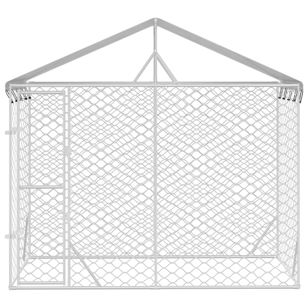 Hondenkennel Met Dak 3X1,5X2,5 M Gegalvaniseerd Staal Zilver 3 x 1.5 x 2.5 m