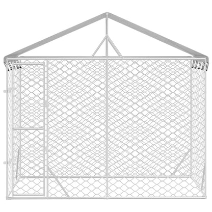 Hondenkennel Met Dak 3X1,5X2,5 M Gegalvaniseerd Staal Zilver 3 x 1.5 x 2.5 m