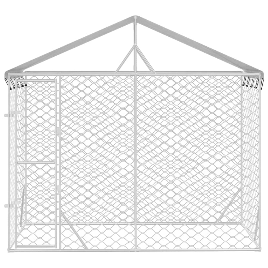 Hondenkennel Met Dak 3X1,5X2,5 M Gegalvaniseerd Staal Zilver 3 x 1.5 x 2.5 m