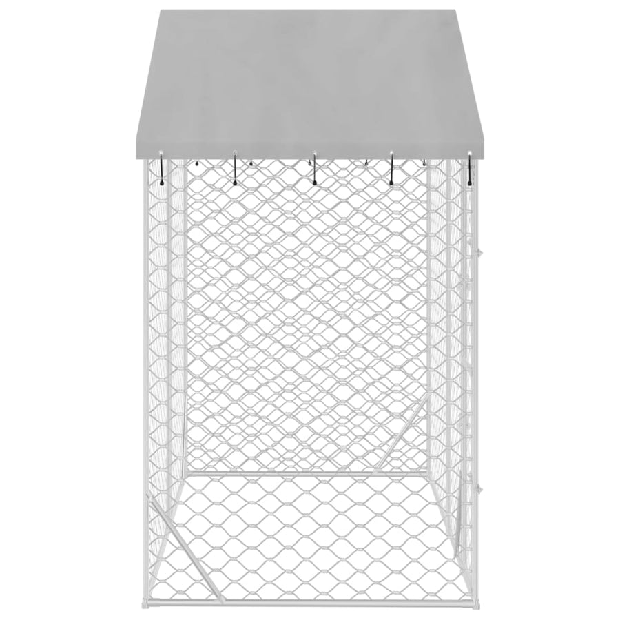 Hondenkennel Met Dak 3X1,5X2,5 M Gegalvaniseerd Staal Zilver 3 x 1.5 x 2.5 m