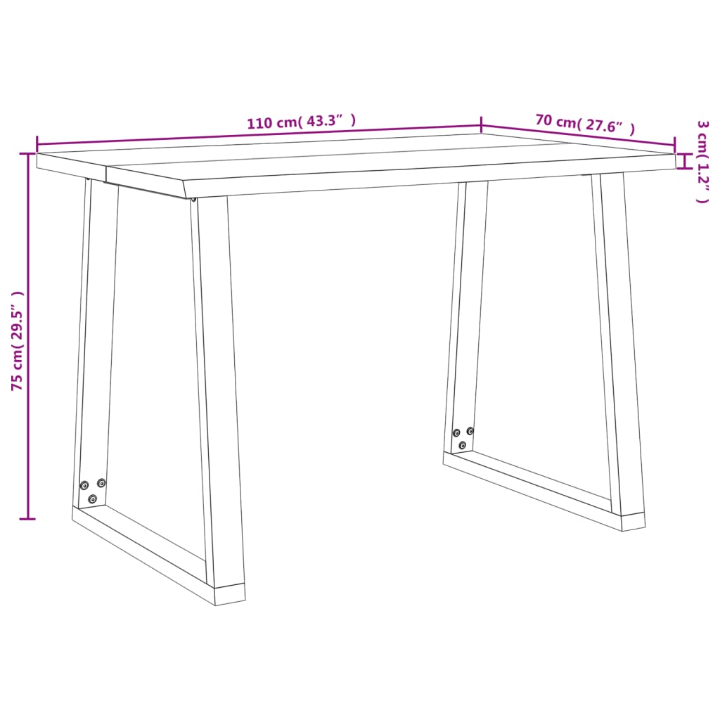 Eettafel Met Natuurlijke Rand Massief Acaciahout 110 x 70 x 75 cm