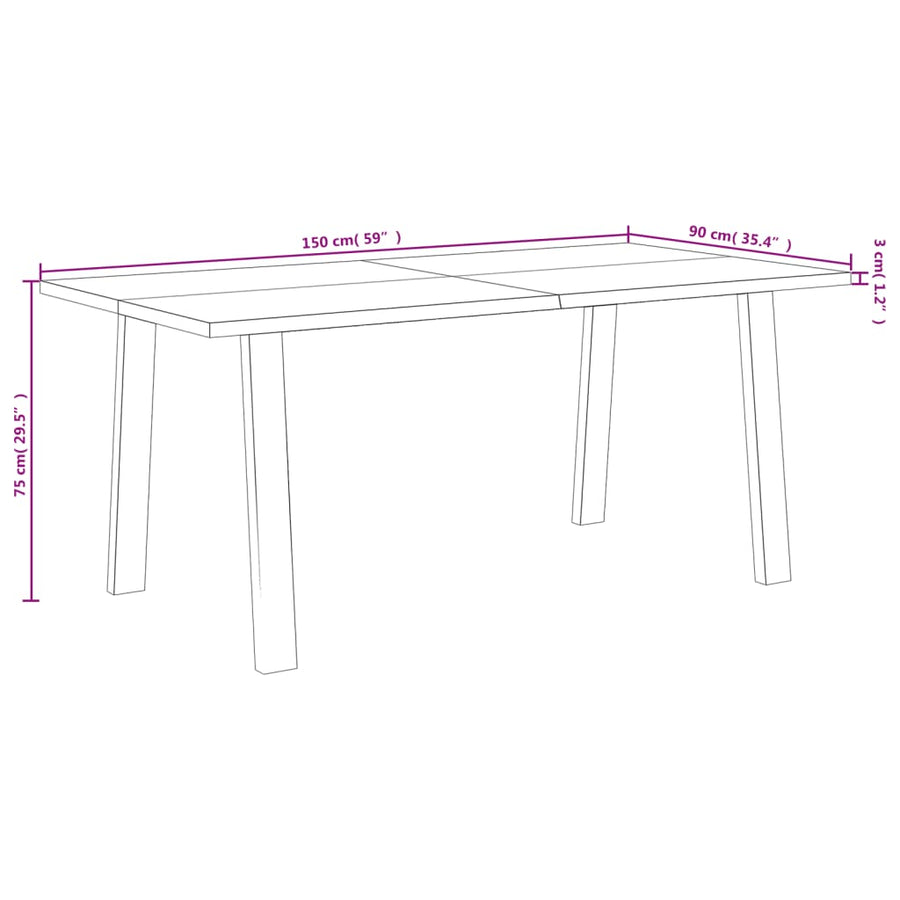 Eettafel 150X90X75 Cm Massief Acaciahout 150 x 90 x 75 cm