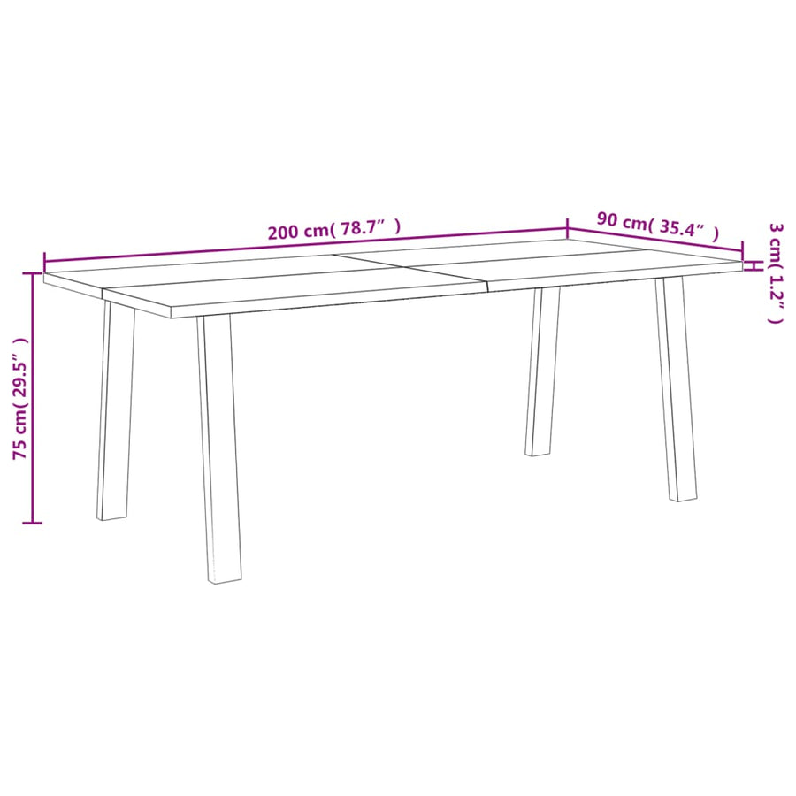 Eettafel Massief Acaciahout 200 x 90 x 75 cm