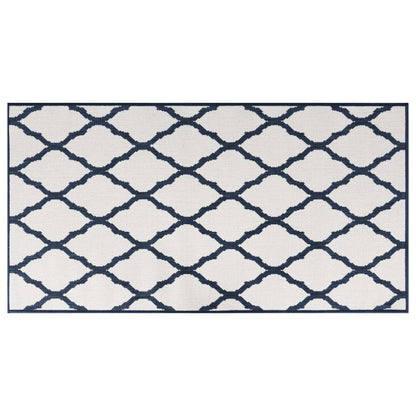 Buitenkleed Omkeerbaar 80X150 Cm Marineblauw En Wit
