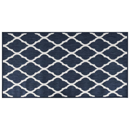 Buitenkleed Omkeerbaar 80X150 Cm Marineblauw En Wit