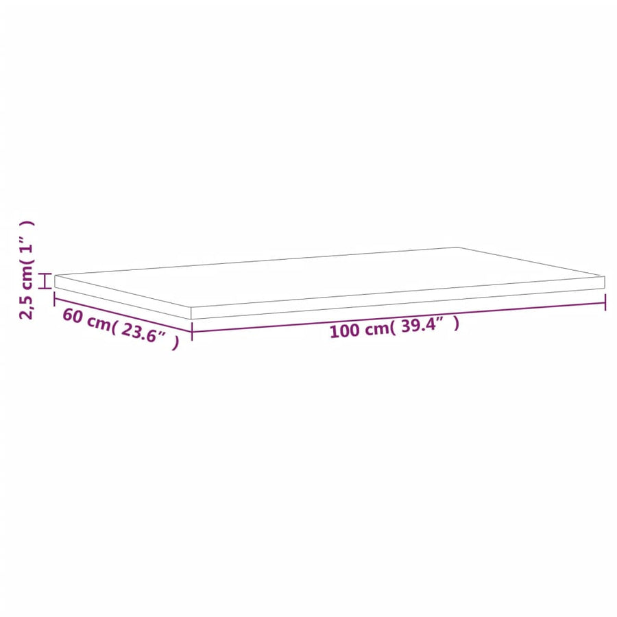 Tafelblad Rechthoekig 00X60X2,5 Cm Massief Beukenhout 100 x 60 x 2.5 cm Bruin