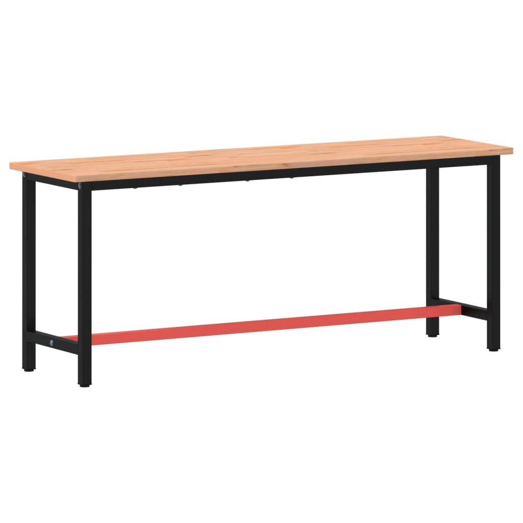 Werkbank 200x55x81,5 cm massief beukenhout en metaal 200 x 55 x 81.5 cm