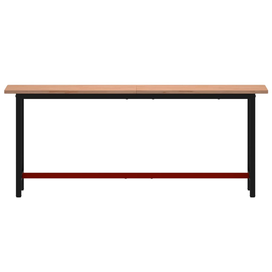 Werkbank 200x55x81,5 cm massief beukenhout en metaal 200 x 55 x 81.5 cm