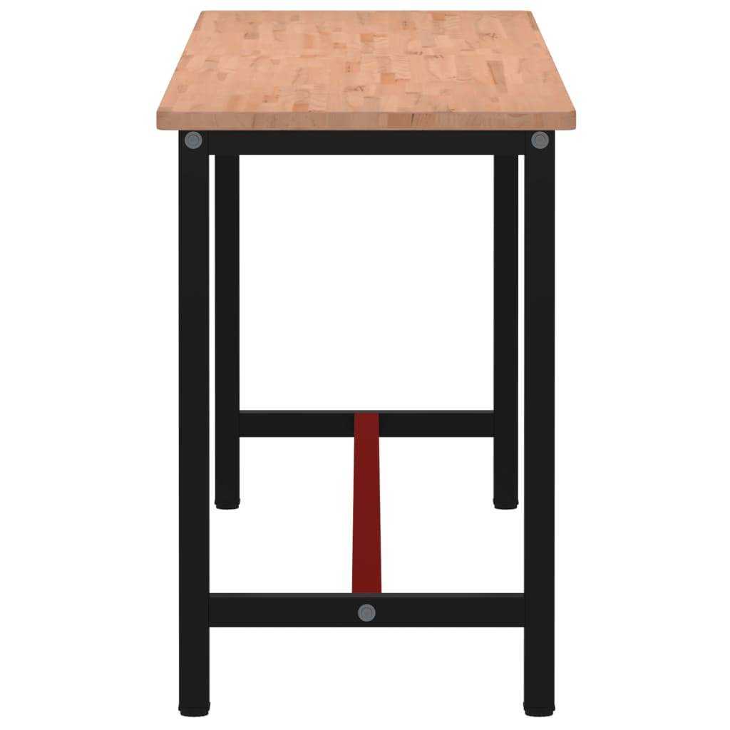 Werkbank 200x55x81,5 cm massief beukenhout en metaal 200 x 55 x 81.5 cm