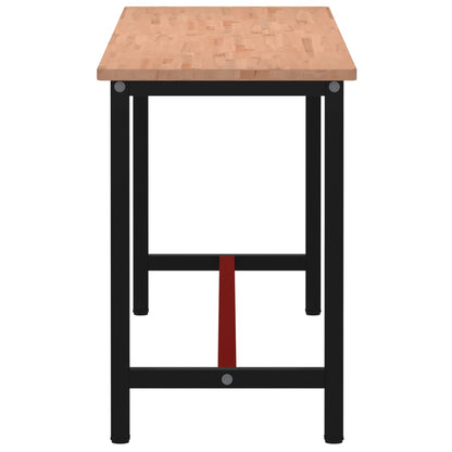 Werkbank 200x55x81,5 cm massief beukenhout en metaal 200 x 55 x 81.5 cm