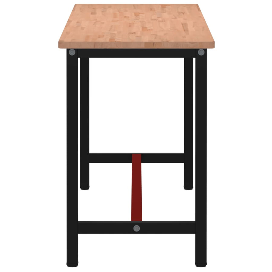 Werkbank 200x55x81,5 cm massief beukenhout en metaal 200 x 55 x 81.5 cm