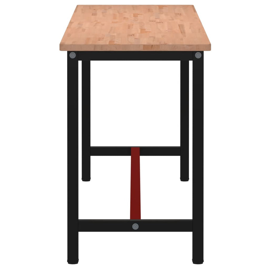 Werkbank 220x55x81,5 cm massief beukenhout en metaal 220 x 55 x 81.5 cm