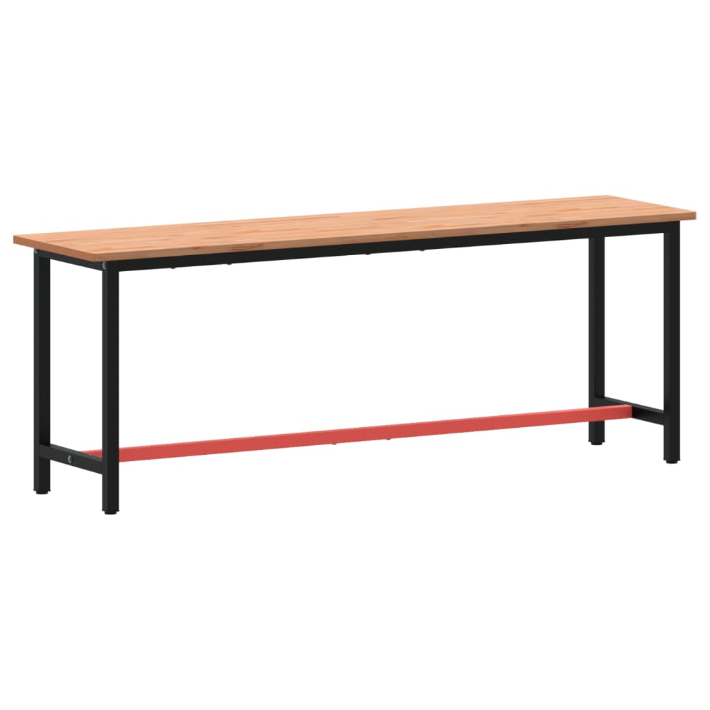 Werkbank 220x55x81,5 cm massief beukenhout en metaal 220 x 55 x 81.5 cm